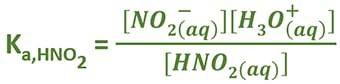 equation for dissociation constant of nitrous acid HNO2